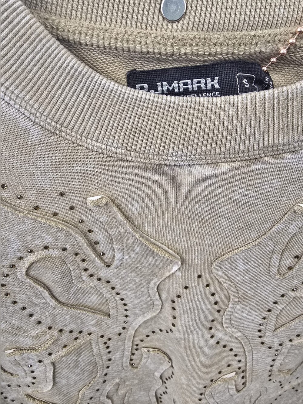 PJ Mark Cream Flame Studded Sweatshirt Small